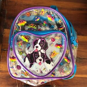 Vintage LISA FRANK  1990s Backpack Clear Spaniel Puppies Dogs And Bug